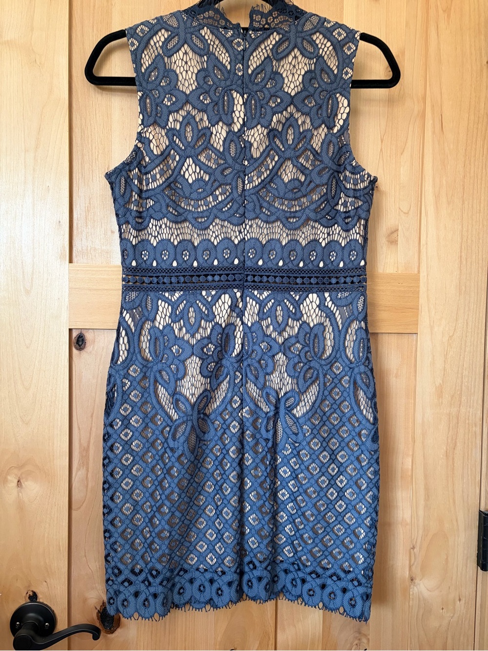 miami Blue Lace Sheath Dress with Nude Lining - Picture 2 of 3